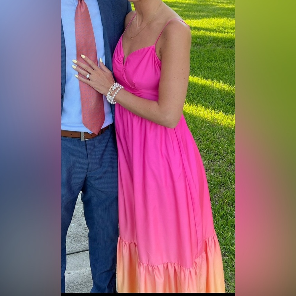 Pink wedding guest maxi dress